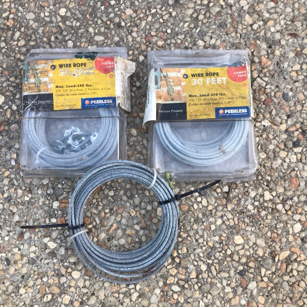 Peerless Wire Rope Max Load 340 lbs. 
Part No. 4842560
2 NIB 30 Ft. 1/8” Wire Ro - Picture 2 of 8